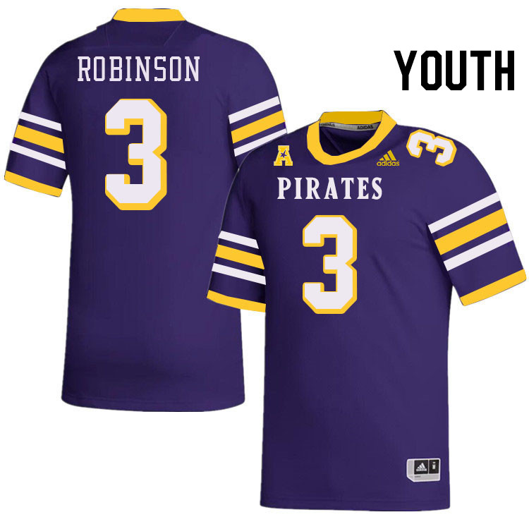 Youth #3 Kelan Robinson ECU Pirates College Football Jerseys Stitched-Throwback